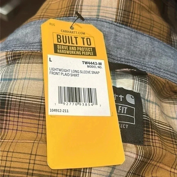 Carhartt Men's Rugged Flex Relaxed Fit Lightweight Long-Sleeve Snap-Front Plaid - Picture 3 of 8